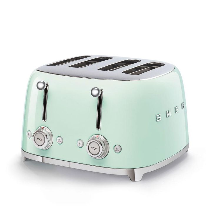 Smeg TSF03PGEU Tostadora de Pan de 4 Ranuras / 4 Rebanadas, Diseño Icónico Estilo Años 50, Color Verde Pastel