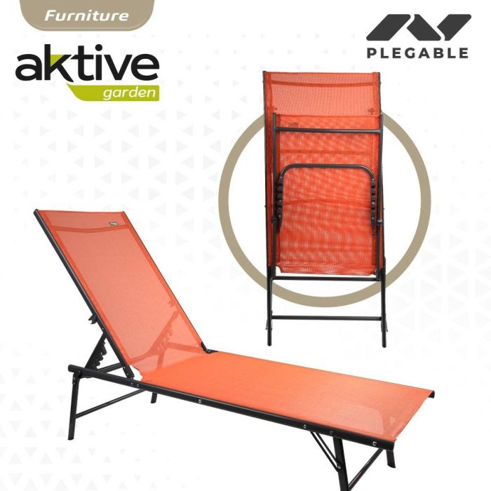 Tumbona reclinable Aktive Naranja 180 x 35 x 49 cm (2 Unidades) 1 Tumbona reclinable Aktive Naranja 180 x 35 x 49 cm (2 Unidades) 1