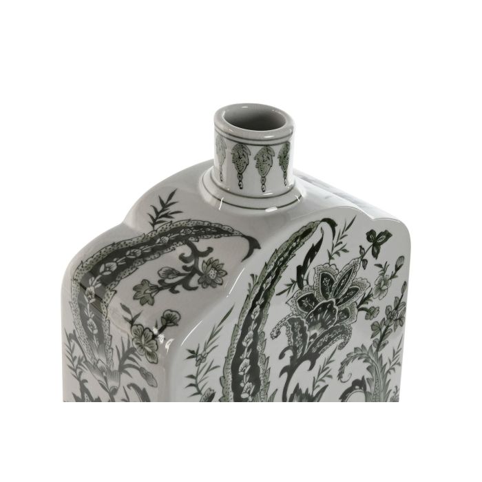 Jarrón Home ESPRIT Blanco Verde Porcelana Hoja de planta 21 x 10 x 48 cm 1