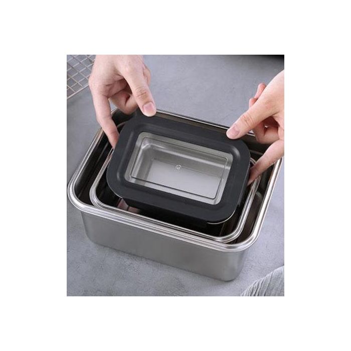 Quttin Fiambre Acero 2.6L para Microondas y Horno 23 cm x 17.9 cm x 11.6 cm (12 Unidades)
