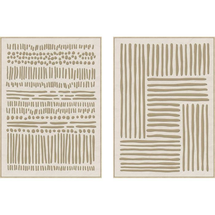 DKD Home Decor Cuadro de Pared Decorativo Moderno Urban Tonos Blanco Beige 103x143x4.5 cm en Lienzo y PS (Set de 2)
