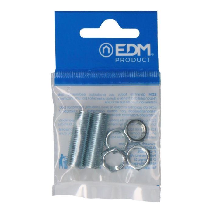Edm Rosca y Tuerca 30 mm con 4 Tuercas Métricas 10/100 Acero Metal Envasadas Edm Rosca y Tuerca 30 mm con 4 Tuercas Métricas 10/100 Acero Metal Envasadas
