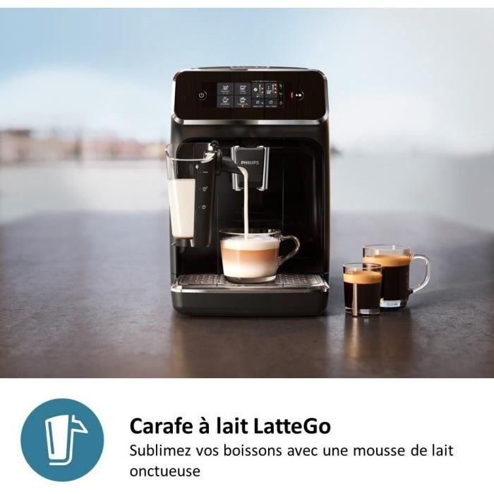 Philips EP2230/10 Máquina de Café Espresso Automática Serie 2200, Pantalla Táctil, 3 Bebidas, Negro Mate 3