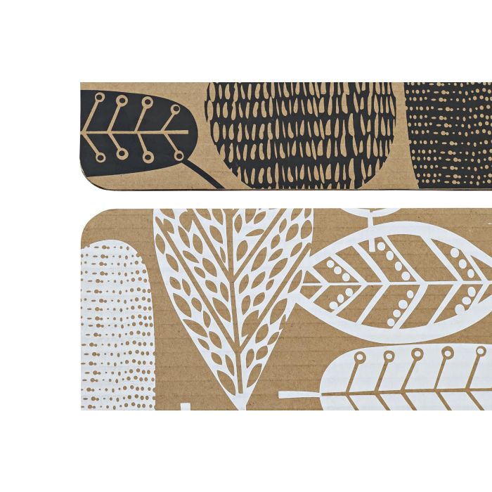 DKD Home Decor Individuales Básicos de Cartón con Poliéster Negro Blanco Diseño Hojas 30x43 cm (12 Unidades) 1