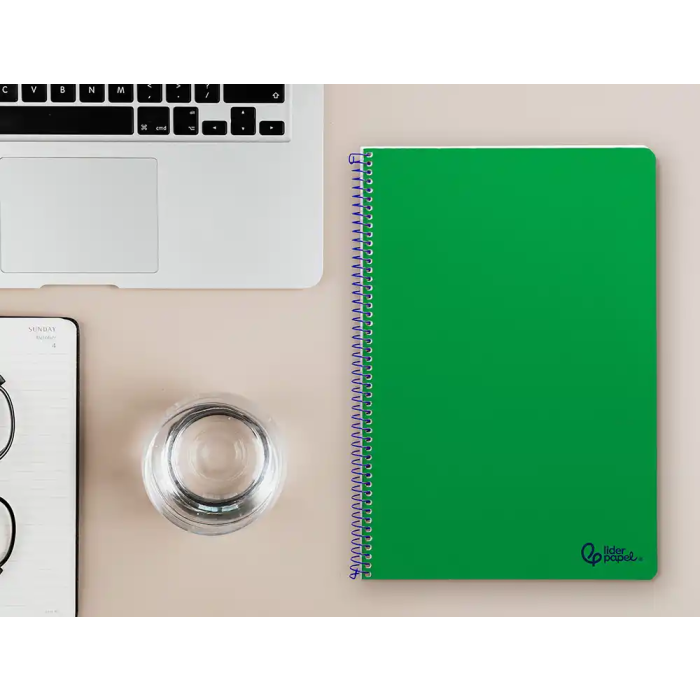 Liderpapel Cuaderno espiral A4 Smart, tapa blanda, 80 hojas, 75gr, rayado horizontal con margen, color verde 6