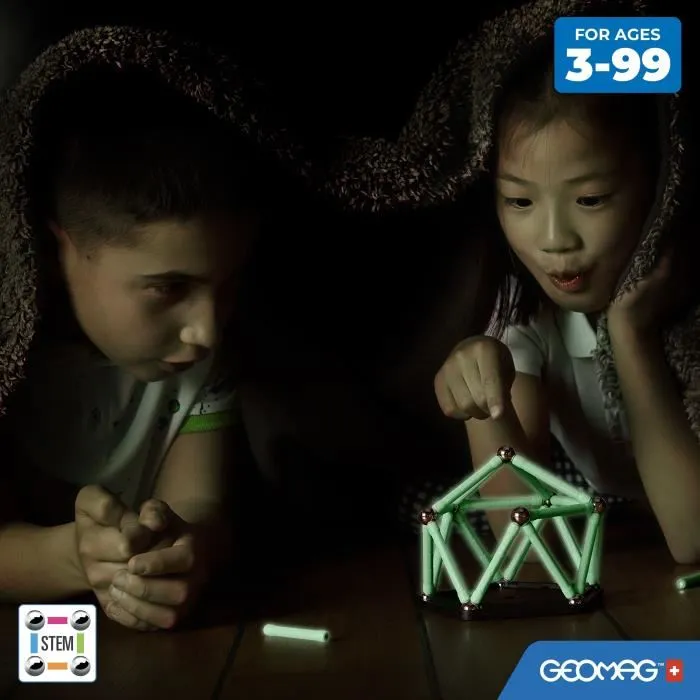 Geomag Ecofriendly 25 uds Glow Construcciones 2D 3D Brillan Oscuridad Barras Esferas Base Plástico Reciclado 5