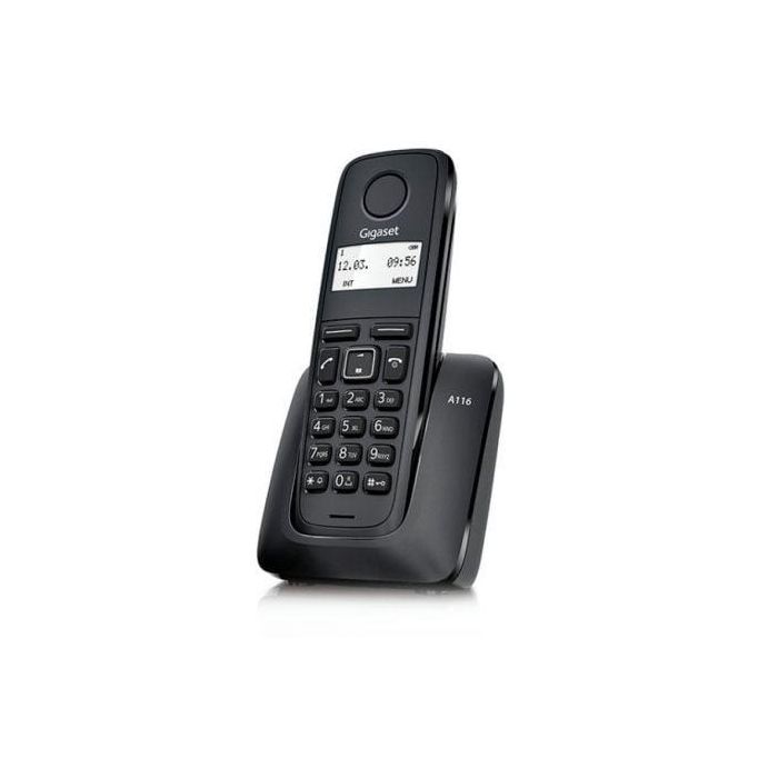Gigaset A116 Teléfono Fijo Inalámbrico con Tecnología DECT, Alcance hasta 300m, Autonomía 12h Conversación, Negro Gigaset A116 Teléfono Fijo Inalámbrico con Tecnología DECT, Alcance hasta 300m, Autonomía 12h Conversación, Negro