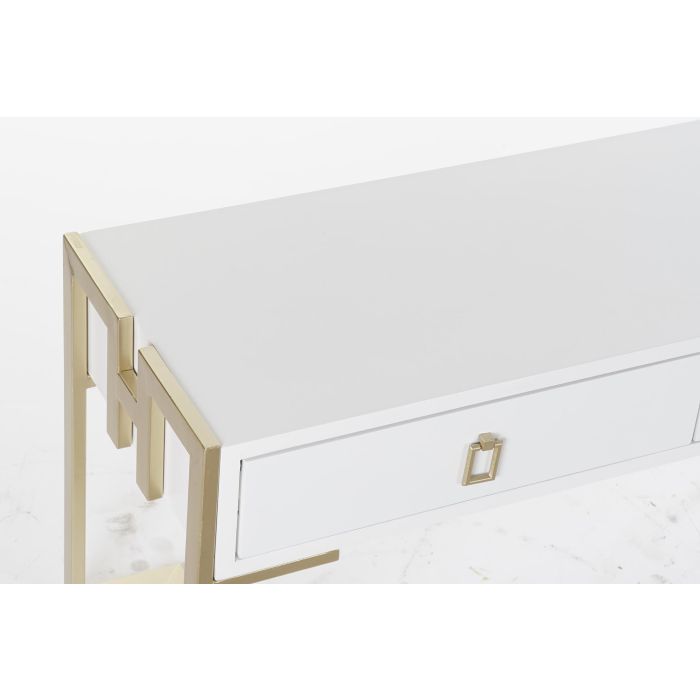 DKD Home Decor Mesa Centro Glam Blanco Dorado Madera Metal 3 Cajones Desmontable 150x36x48 cm 1 DKD Home Decor Mesa Centro Glam Blanco Dorado Madera Metal 3 Cajones Desmontable 150x36x48 cm 1