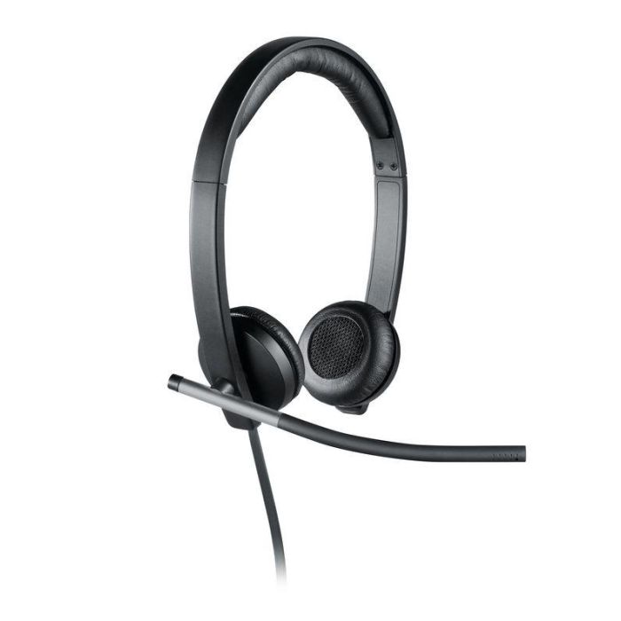 Logitech Auriculares con Micrófono H650E, Cancelación de Ruido, Compatibles con Skype, USB 4
