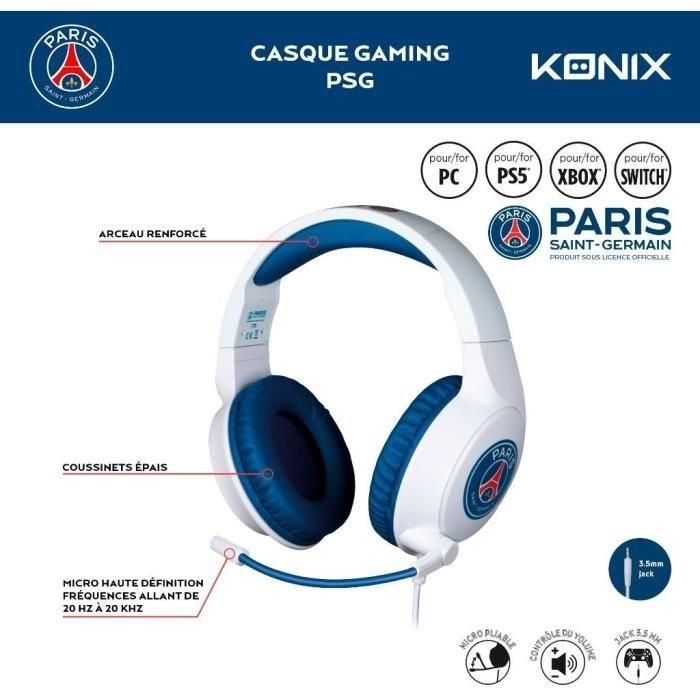 Auriculares con cable para juegos - KONIX - PC, PS4, PS5, Switch, Xbox - Micrófono de 45° - Cable de 1,5 m - Blanco y azul 4 Auriculares con cable para juegos - KONIX - PC, PS4, PS5, Switch, Xbox - Micrófono de 45° - Cable de 1,5 m - Blanco y azul 4