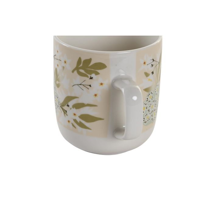 DKD Home Decor Mug Tradicional Porcelana Verde Beige 380ml Pack 12 Unidades Apto Microondas y Lavavajillas 11.5x8.5x10cm 2