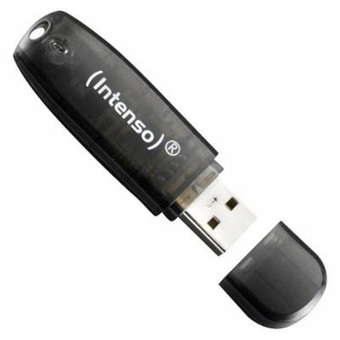 Intenso 3502470 - Memoria USB 2.0 Rainbow 16 GB, Lápiz USB Negro Transparente, Velocidad Lectura 28 MB/s
