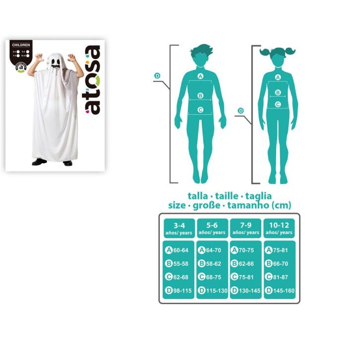 Disfraz de Fantasma Blanco con Capucha para Niño Halloween 7-9 Años - Poliéster 3