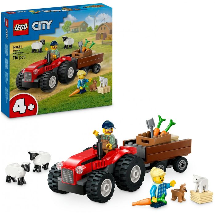 Lego City Juego de Construcción Tractor Rojo con Remolque y Oveja, para 4+ años 2