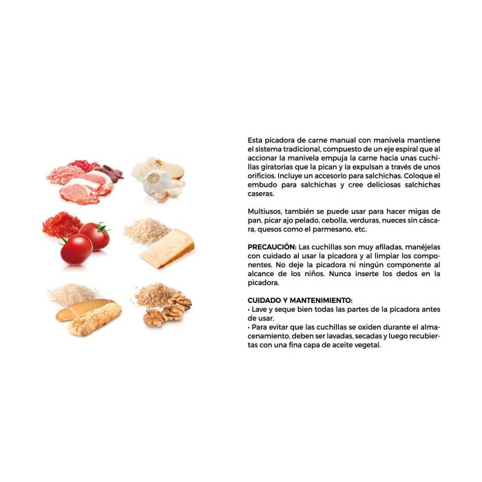 Picadora de carne con manivela Quttin (6 Unidades) 9