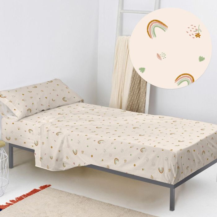 Juego de Sábanas HappyFriday HF Mini Iris Multicolor Cama de 105 2 Piezas 3