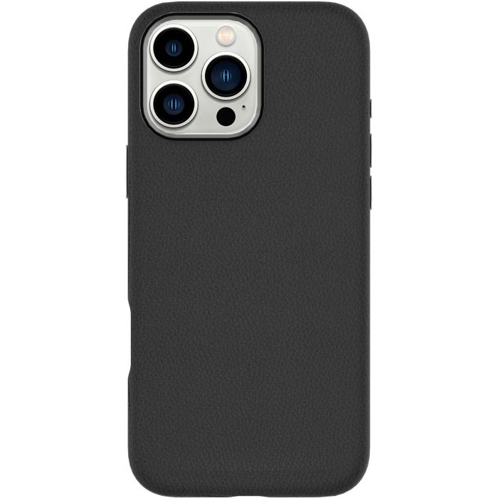 eSTUFF Funda INFINITE VENICE de cuero magnético para iPhone 16 Pro - Negra, 86% material reciclado