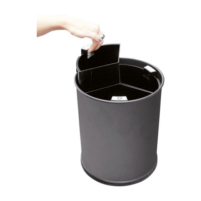 PROBBAX - WB-1252-BLA - Papelera de separación de residuos con recipientes separadores negros - 13 L de capacidad - 25,5 cm Ø x 30,8 cm - Negro 1 PROBBAX - WB-1252-BLA - Papelera de separación de residuos con recipientes separadores negros - 13 L de capacidad - 25,5 cm Ø x 30,8 cm - Negro 1