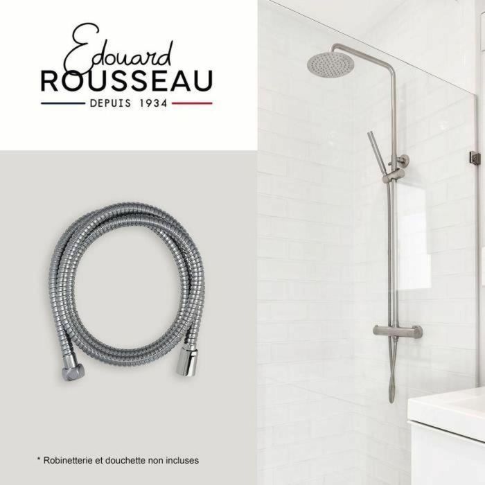 Edouard Rousseau ROU3047404226367 Flexo Ducha 2 m Acero Inoxidable Cromado Doble Grapa, Tuercas Anti-Torsión, Reducción Caudal 4
