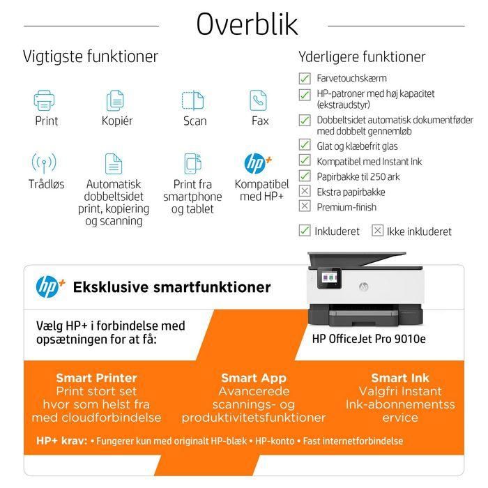 HP 9010e OfficeJet Pro All-in-One Impresora, Imprime, Copia, Escanea, Fax, WiFi, Doble Cara Automática, 22ppm, A4, HP+ 10