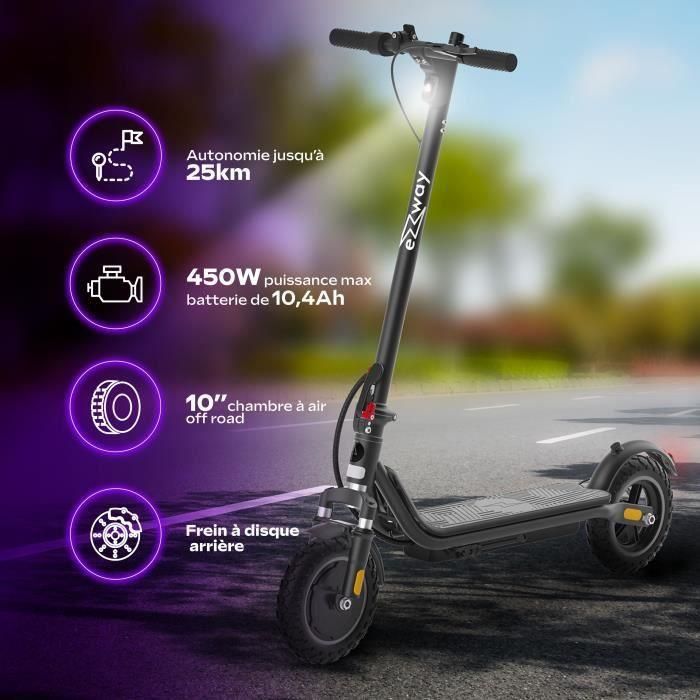 EZWAY EX100 Patinete eléctrico 450W, ruedas de 10 pulgadas, 25 km autonomía 1