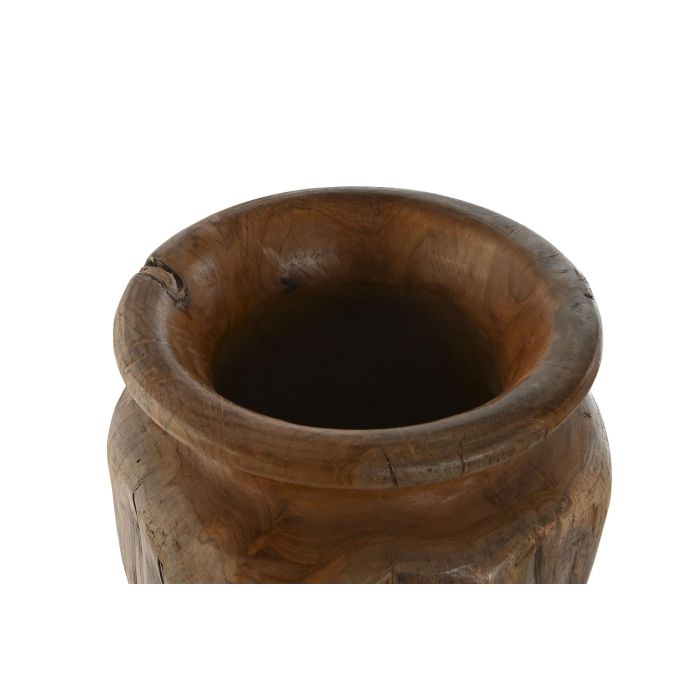 DKD Home Decor Wood 23 Jarrón de Teca Natural Marrón Oscuro 34 x 40 x 34 cm Hecho a Mano 1