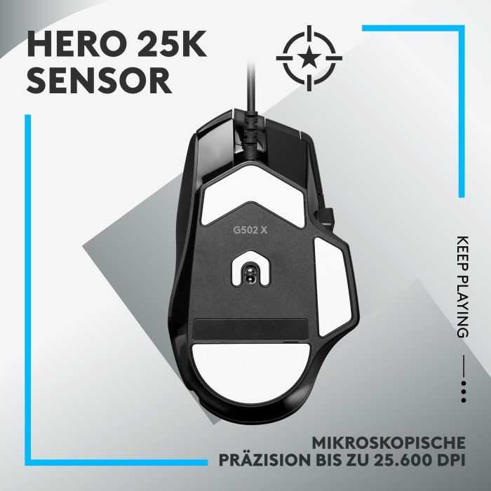 Logitech G502 X Ratón Gaming Cableado con Sensor HERO, 13 Botones Programables, RGB, 25600 DPI 8 Logitech G502 X Ratón Gaming Cableado con Sensor HERO, 13 Botones Programables, RGB, 25600 DPI 8