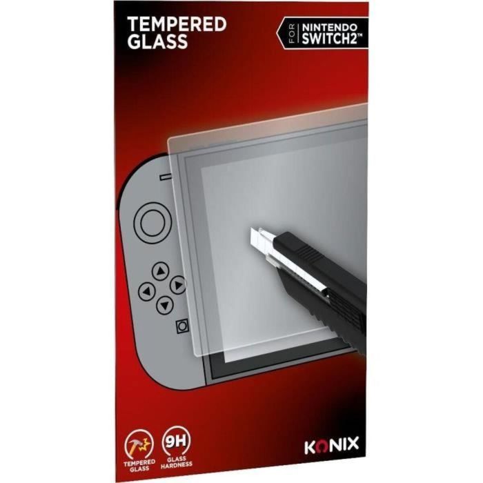Konix Protector de Pantalla de Vidrio Templado para Nintendo Switch 2, Anti-burbujas, Anti-arañazos, Dureza 9H, 100% Transparente