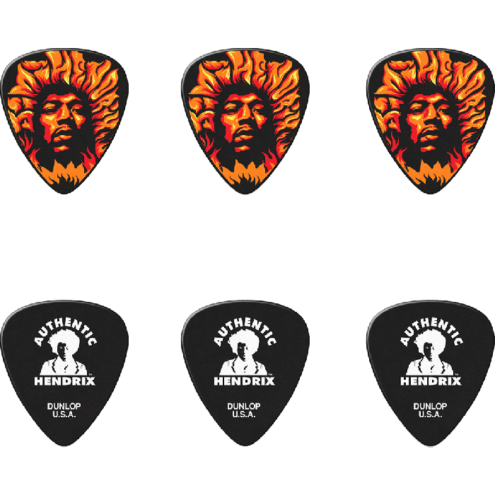 DUNLOP 8006 Caja 6 Púas Signature Jimmy Hendrix Voodoo Fire 2