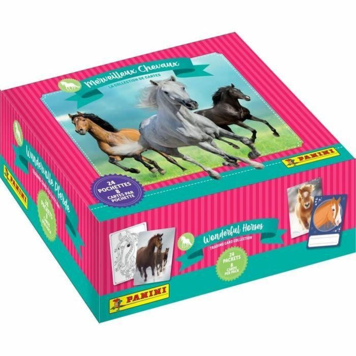 Caja de pegatinas - PANINI - Colección de cartas para aficionados a los caballos - Contiene 24 bolsillos de 8 cartas