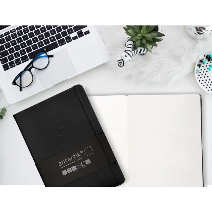 Antartik Cuaderno A4 Tapa Dura Hojas Lisas Negro 100 Hojas 80gr FSC Colección Antartik Notes con Gomilla y Bolsillo 9