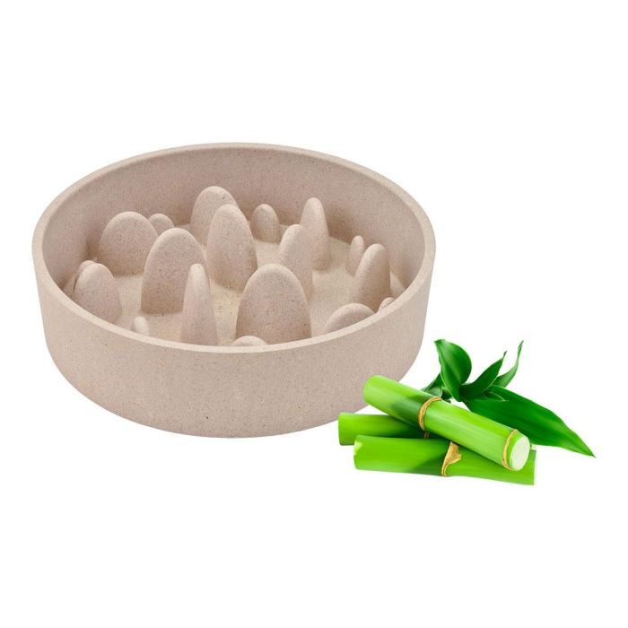 Nayeco Comedero Lento Bambú Beige 800 mL 1 Ud para Perros 1