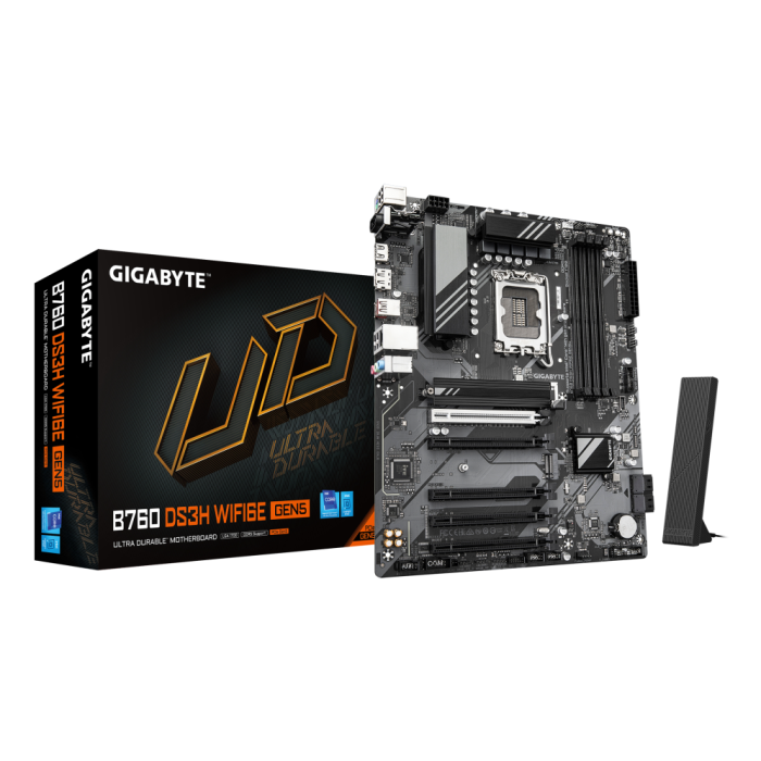 GIGABYTE B760 DS3H WIFI6E GEN5 Placa Base Intel LGA 1700 DDR5 Wi-Fi 6E ATX para Core 12/13/14 Gen