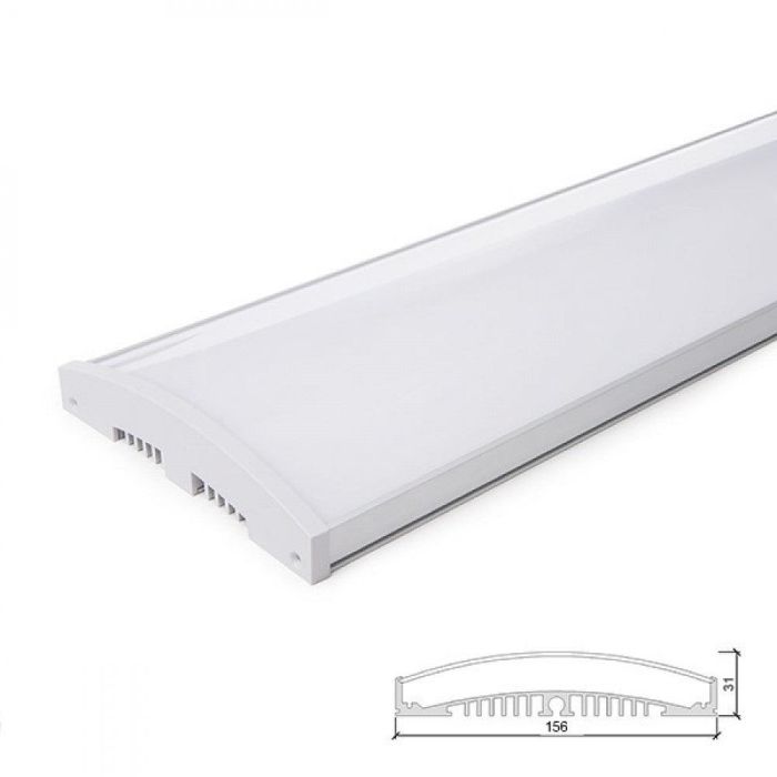 Perfíl/Luminaria Aluminio 10 X Tira LED - Difusor Opal x 1M