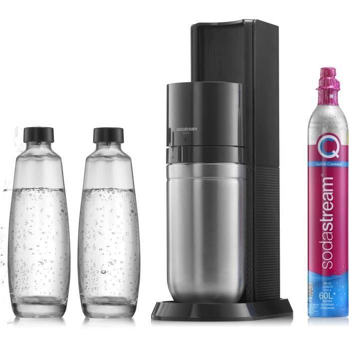 Máquina de refrescos y agua con gas SODASTREAM - DUO Black - 2 jarras de cristal - 1 recarga de gas de 60L Máquina de refrescos y agua con gas SODASTREAM - DUO Black - 2 jarras de cristal - 1 recarga de gas de 60L