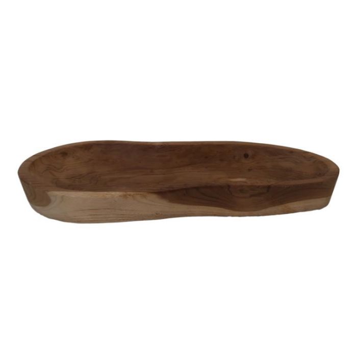DKD Home Decor Centro de Mesa Balinés Decorativo de Madera de Teca Color Natural 17x50x6 cm - Juego de 2 Unidades