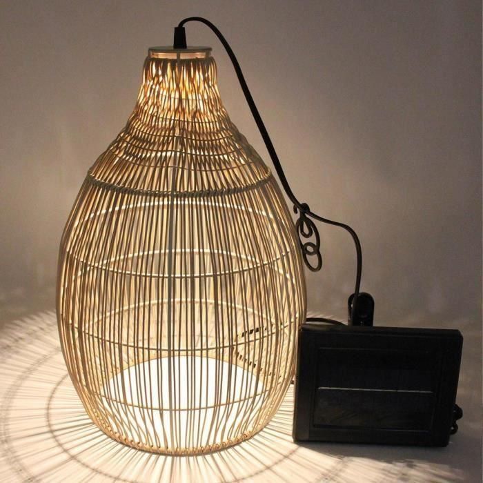 Lámpara colgante solar - LUMISKY - HOLIDAY - H42 cm - Estilo cestería tejida bohemia natural - LED blanco cálido 1 Lámpara colgante solar - LUMISKY - HOLIDAY - H42 cm - Estilo cestería tejida bohemia natural - LED blanco cálido 1