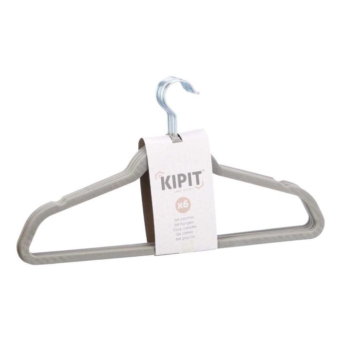 Set 6 Percha Flocada Gris Kipit 44X23CM (24 Unidades) 1 Set 6 Percha Flocada Gris Kipit 44X23CM (24 Unidades) 1