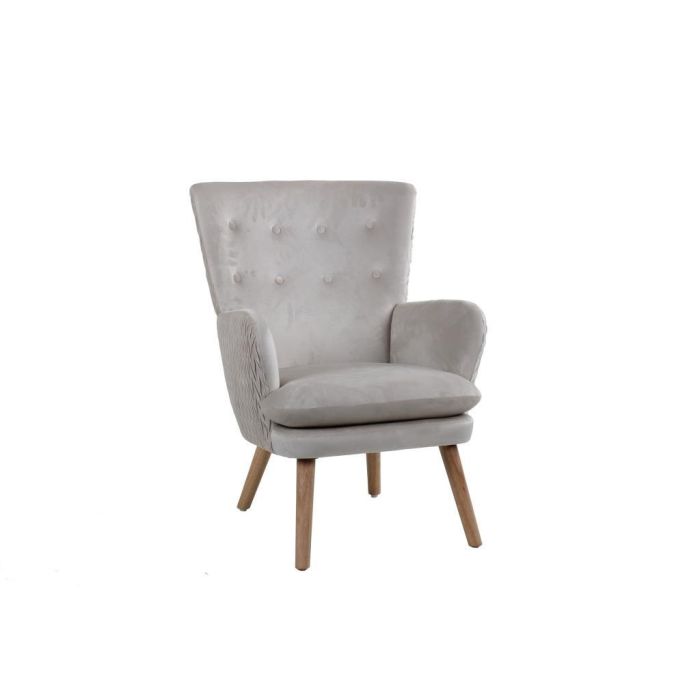 DKD Home Decor Butaca Scandi Beige Natural Poliéster y Madera Desmontable | 67x70x95 cm (Ancho x Largo x Alto) | Asiento 42 cm
