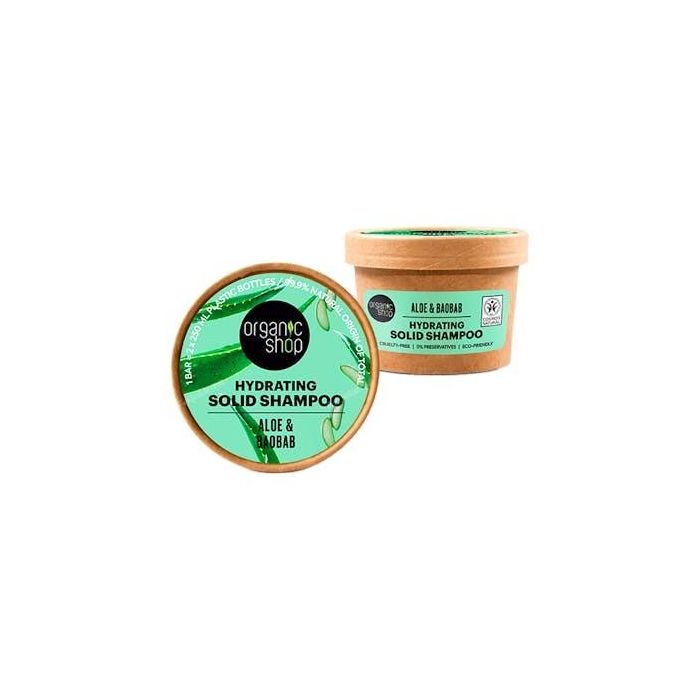 Organic Shop Champú Sólido Hidratante con Aloe y Baobab - 60 g