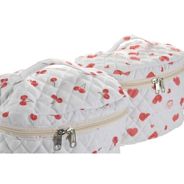 DKD Home Decor Neceser Romantico Blanco Rojo 25.5 x 17 x 17 cm (4 Unidades) 1
