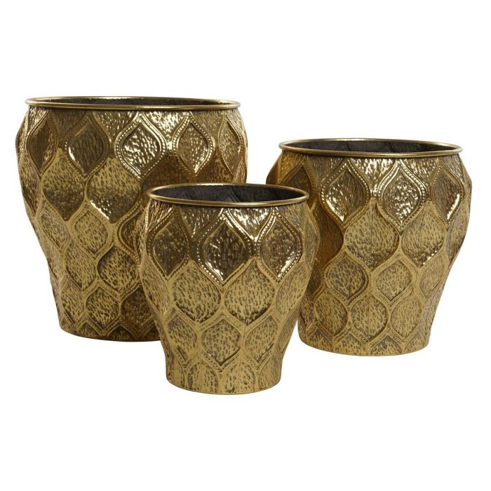 Macetero Moderno DKD Home Decor Dorado 41 x 41.5 x 41 cm Set de 3 1