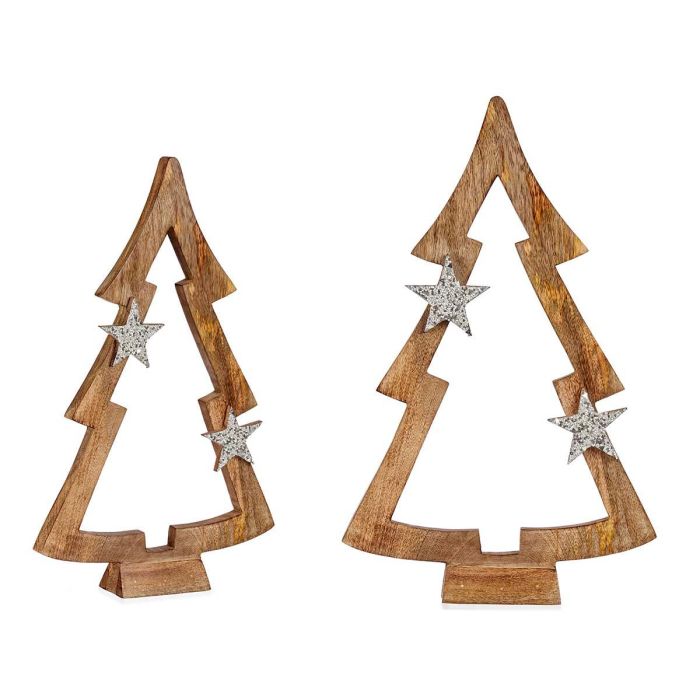 Árbol de Madera con Estrella 58 cm Krist+ - Plata (6 Unidades) Árbol de Madera con Estrella 58 cm Krist+ - Plata (6 Unidades)