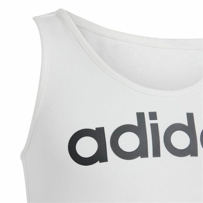 Camiseta de Tirantes Infantil Adidas Linear Blanco 3 Camiseta de Tirantes Infantil Adidas Linear Blanco 3
