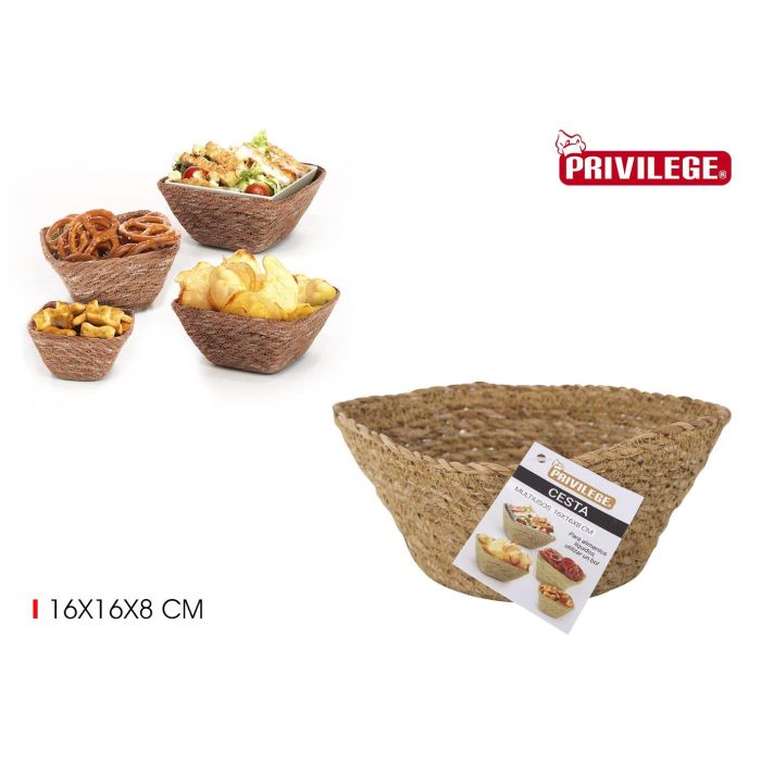 Privilege Cesta de Seagrass Cuadrada 16 x 16 x 8 cm (24 Unidades)