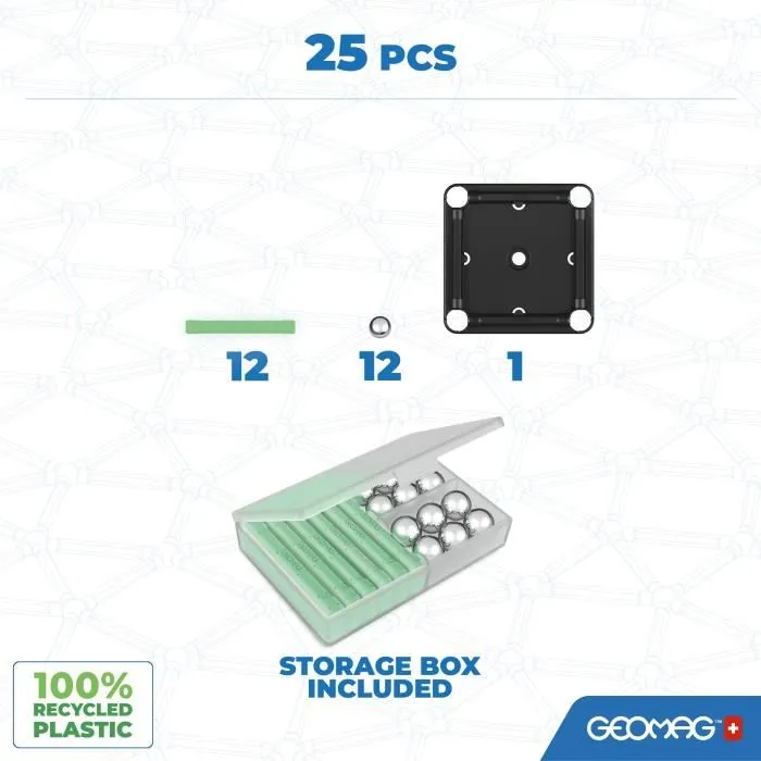 Geomag Ecofriendly 25 uds Glow Construcciones 2D 3D Brillan Oscuridad Barras Esferas Base Plástico Reciclado 1 Geomag Ecofriendly 25 uds Glow Construcciones 2D 3D Brillan Oscuridad Barras Esferas Base Plástico Reciclado 1