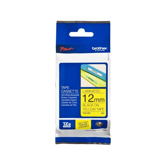 BROTHER Cinta laminada amarillo/negro 12mm