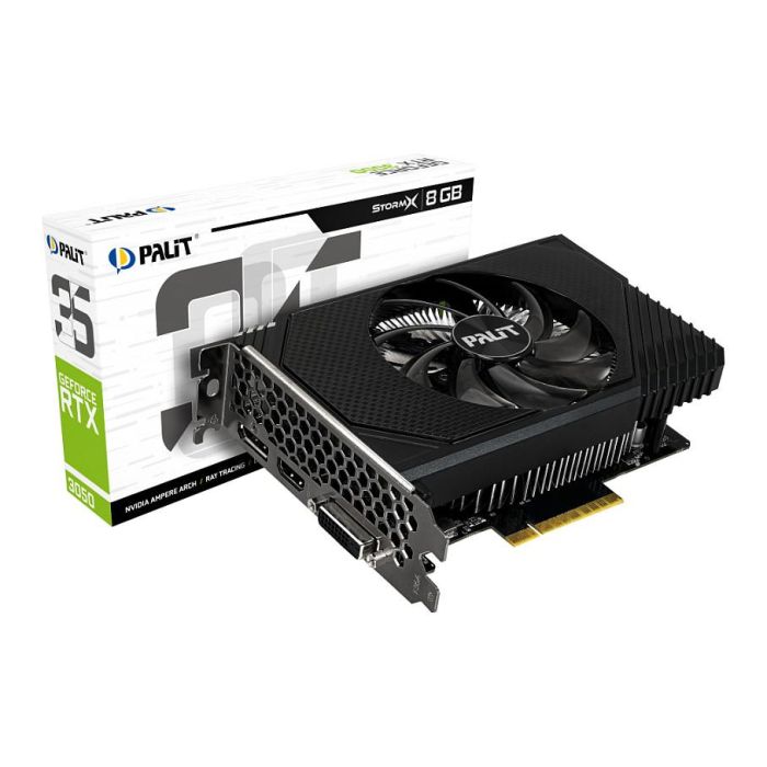 Palit RTX 3050 StormX Tarjeta Gráfica, 8GB GDDR6, 1 Ventilador, Negra 3