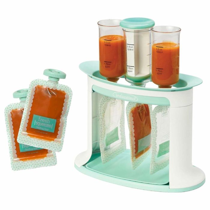 Infantino INF0773554981018 Squeeze Station Estación de llenado para preparación casera de purés, compotas y yogures en bolsas