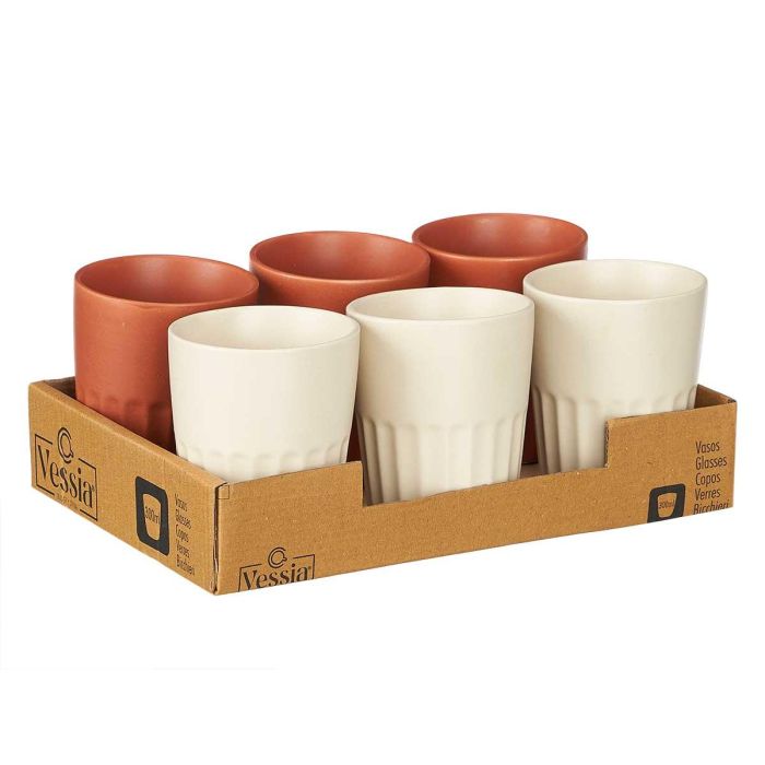 Vaso Cafe Con Leche Surtidos Marron Beige 300 Ml Vessia 8X10CM (24 Unidades) 2 Vaso Cafe Con Leche Surtidos Marron Beige 300 Ml Vessia 8X10CM (24 Unidades) 2